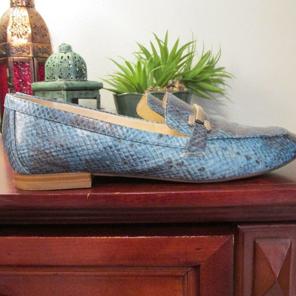 Blue Faux Snakeskin Flats - Picture 5 of 10